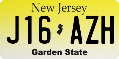NJ license plate J16AZH