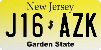 NJ license plate J16AZK