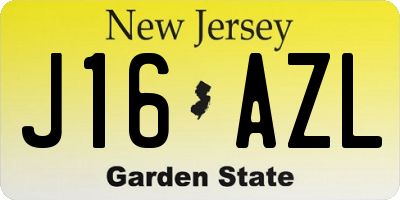 NJ license plate J16AZL