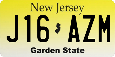 NJ license plate J16AZM