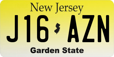 NJ license plate J16AZN