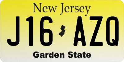 NJ license plate J16AZQ