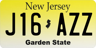 NJ license plate J16AZZ