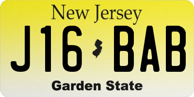 NJ license plate J16BAB