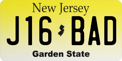 NJ license plate J16BAD