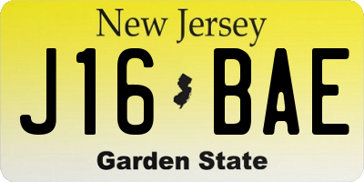 NJ license plate J16BAE
