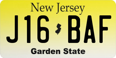 NJ license plate J16BAF