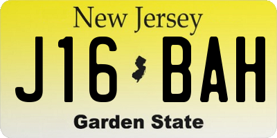 NJ license plate J16BAH