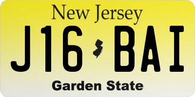 NJ license plate J16BAI