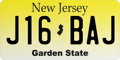 NJ license plate J16BAJ