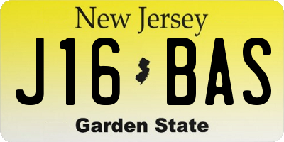 NJ license plate J16BAS