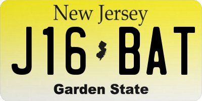 NJ license plate J16BAT