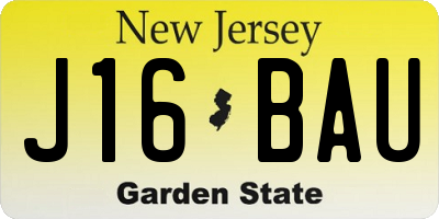 NJ license plate J16BAU