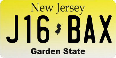NJ license plate J16BAX