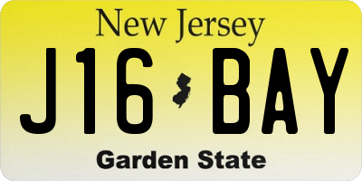 NJ license plate J16BAY
