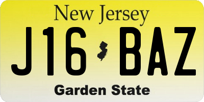 NJ license plate J16BAZ
