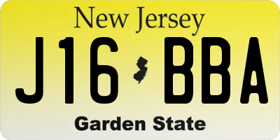 NJ license plate J16BBA