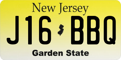 NJ license plate J16BBQ