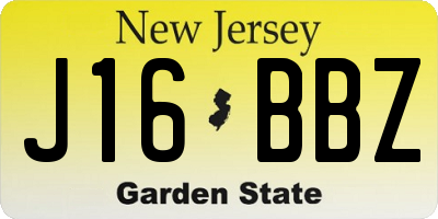 NJ license plate J16BBZ