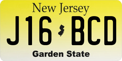 NJ license plate J16BCD
