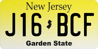 NJ license plate J16BCF