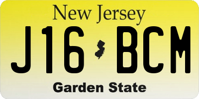 NJ license plate J16BCM