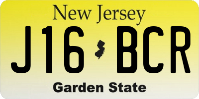 NJ license plate J16BCR
