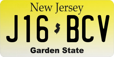 NJ license plate J16BCV