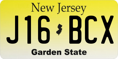 NJ license plate J16BCX