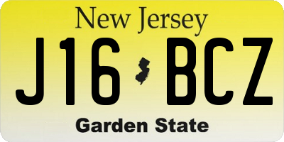 NJ license plate J16BCZ