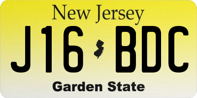 NJ license plate J16BDC