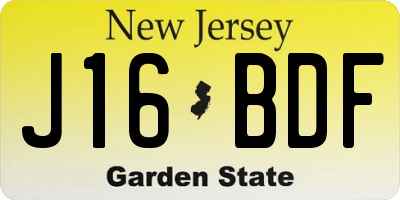 NJ license plate J16BDF