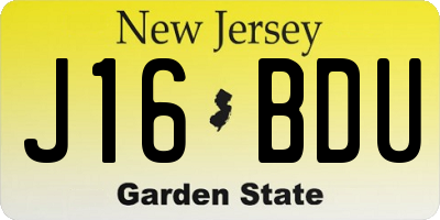 NJ license plate J16BDU