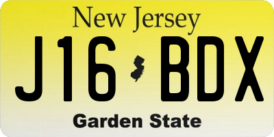 NJ license plate J16BDX