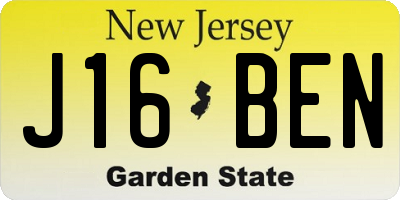 NJ license plate J16BEN