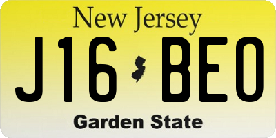 NJ license plate J16BEO