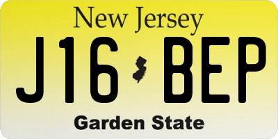 NJ license plate J16BEP
