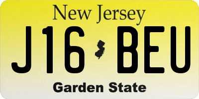 NJ license plate J16BEU