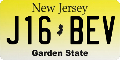 NJ license plate J16BEV