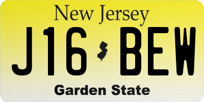 NJ license plate J16BEW