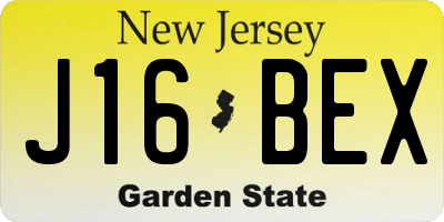 NJ license plate J16BEX