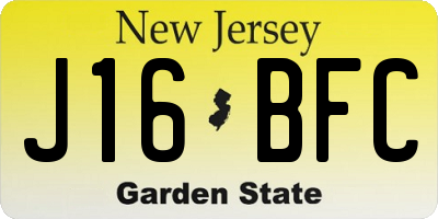 NJ license plate J16BFC