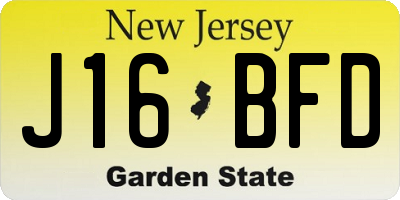 NJ license plate J16BFD