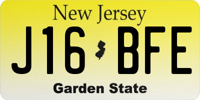 NJ license plate J16BFE