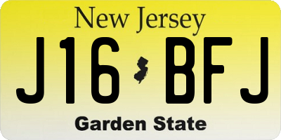 NJ license plate J16BFJ