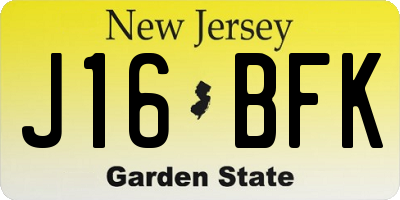 NJ license plate J16BFK