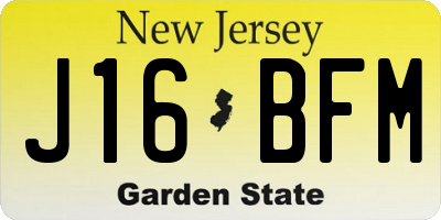 NJ license plate J16BFM