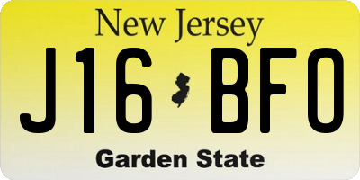 NJ license plate J16BFO