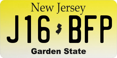 NJ license plate J16BFP