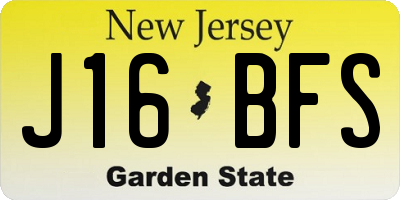 NJ license plate J16BFS